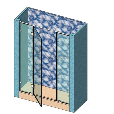 SN600-05 Душевая стеклянная перегородка в проем (ниша)