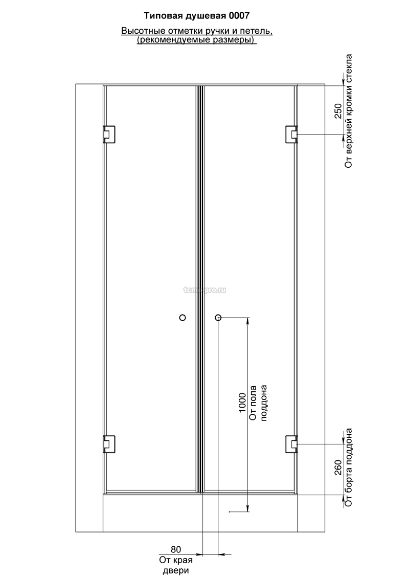 SN600-07 Душевая стеклянная перегородка в проем (ниша)