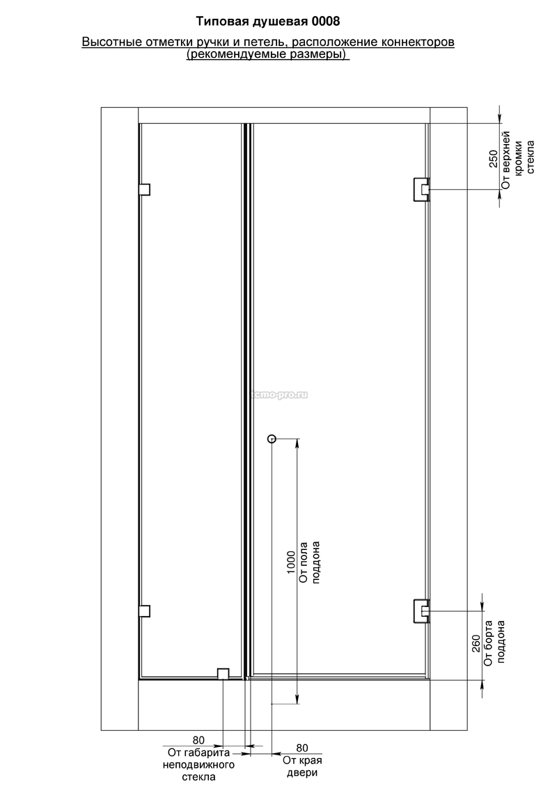 SN600-08 Душевая стеклянная перегородка в проем (ниша)