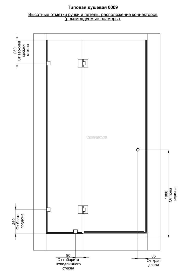 SN600-09 Душевая стеклянная перегородка в проем (ниша)