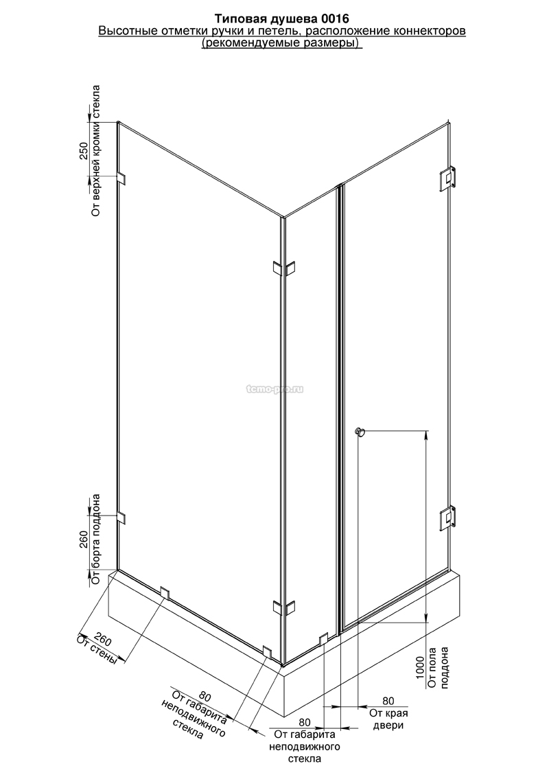 SN600-0016 Cтеклянная душевая перегородка  угловая