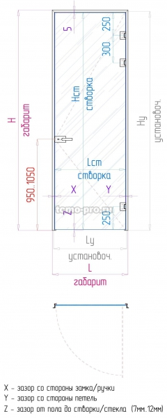 SND00-03 Стеклянная дверь с коробкой Z на проем